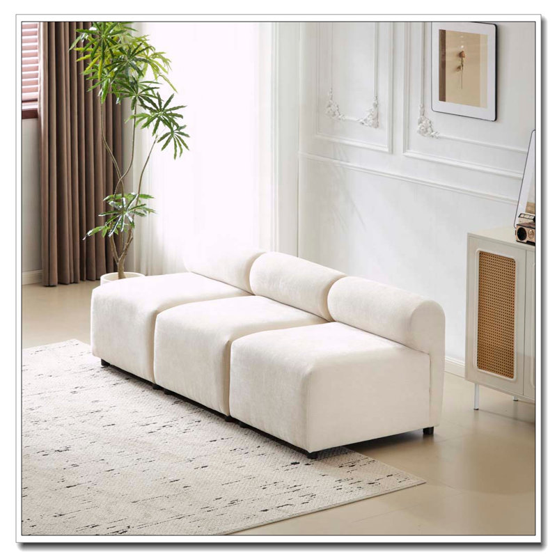Canapé modulaire modulaire en chenille, Beige + 3 pièces, 3
