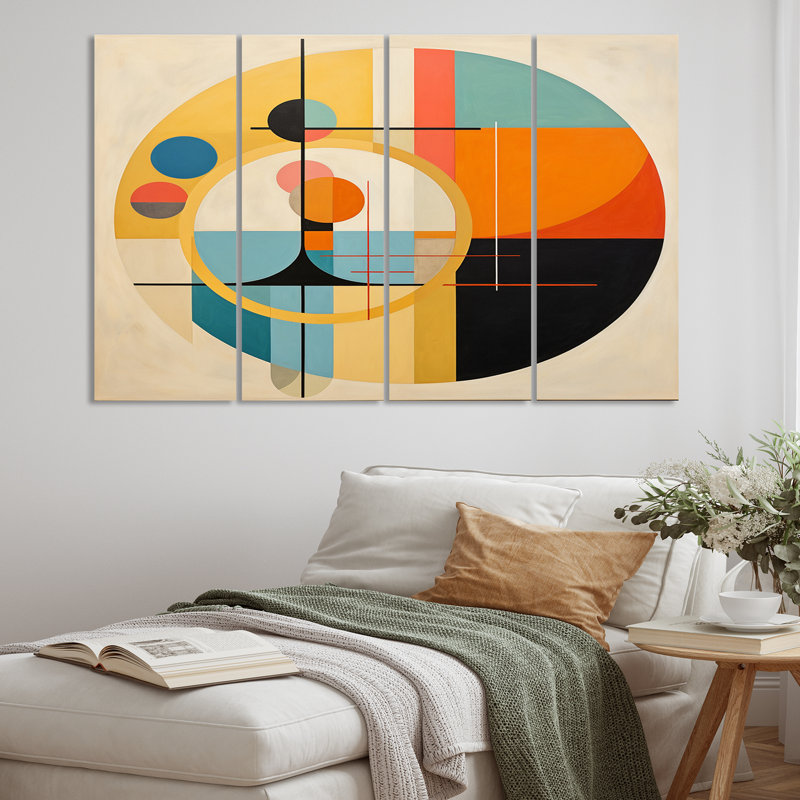 «Odyssey Midcentury Retro Abstract Geometrics» sur toile, reproduction de 4 pièces