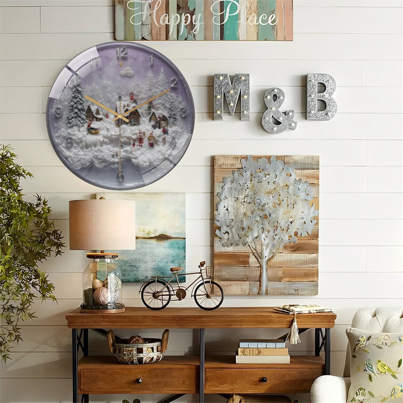Sd1009_00387_ Art - Horloge murale moderne en verre 12 po