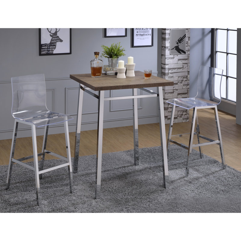 Élégante table de bar carrée en chêne et reflétant votre style