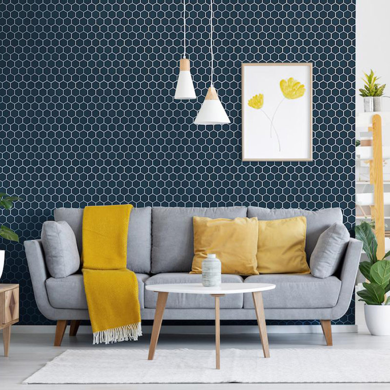 Tribeca 2" Hex Glossy 11-1/8 " x 12-5/8 " Porcelain Mosaic Floor & Wall Tile, Glacier Blue