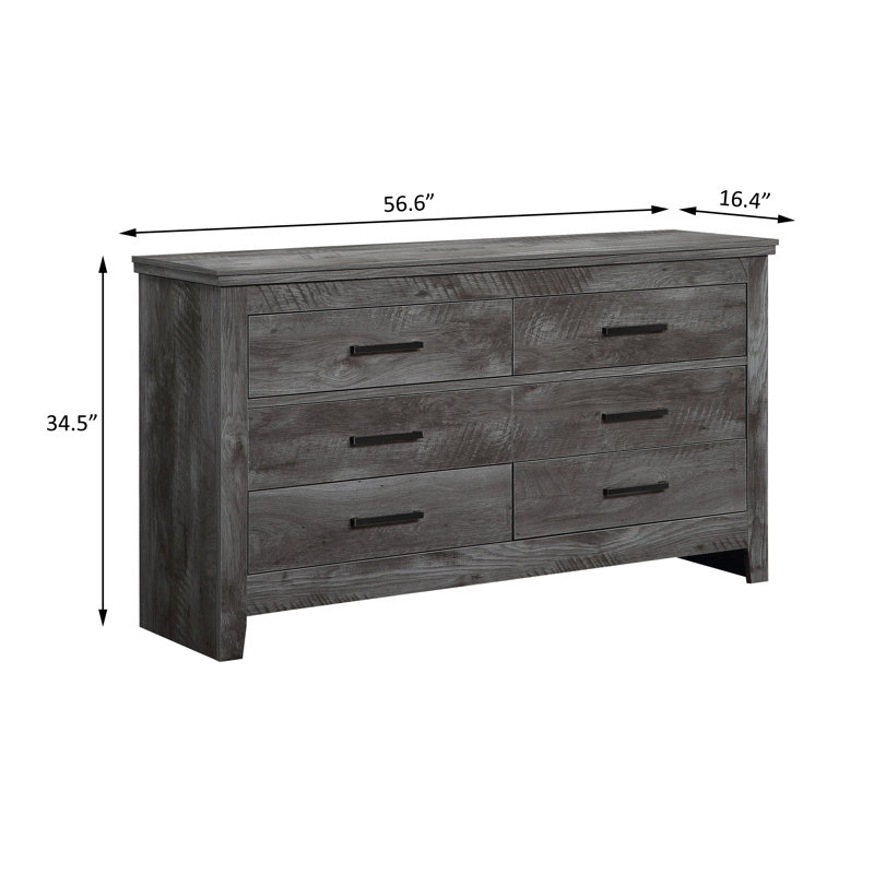 Halethorpe 6 - Drawer 59.6'' W Dresser, Rustic Gray Oak