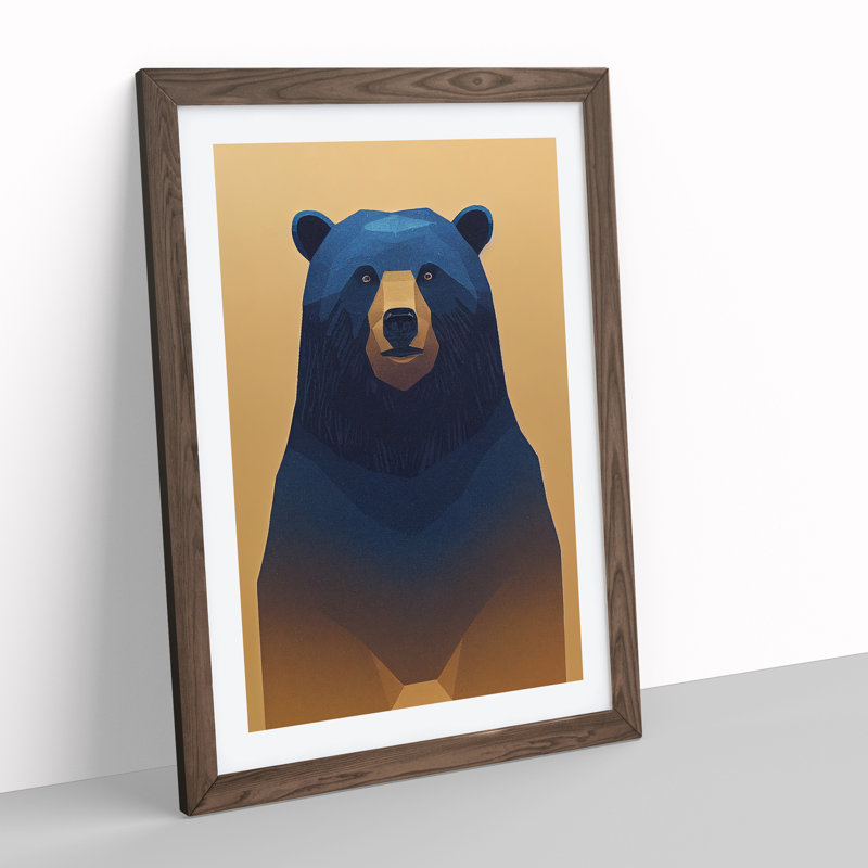Alert Bear - Framed Print, Walnut Framed, 34cm H x 25cm W x 2cm D