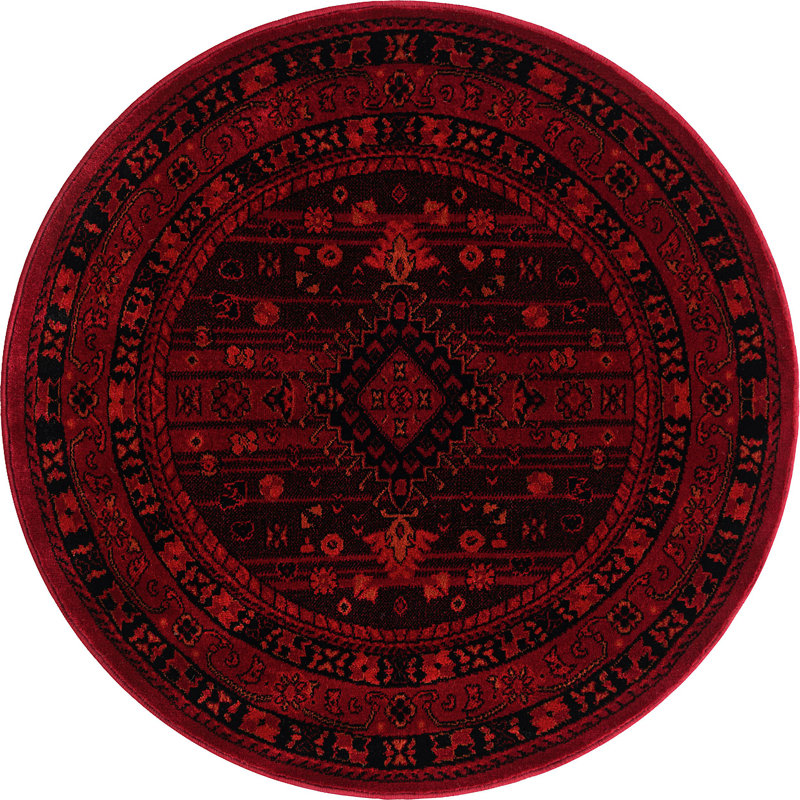 Tapis oriental en mélange rouge, Rond 3 pi 3 po