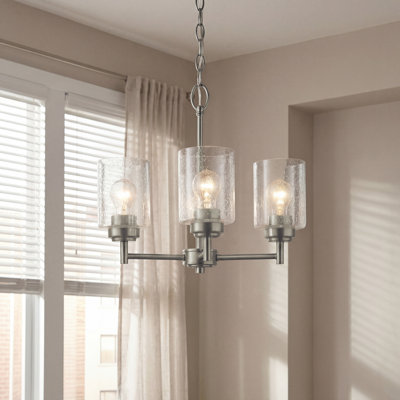 Kichler Winslow Brushed Nickel 3-Light Chandelier with Clear Seed Glass Shades
