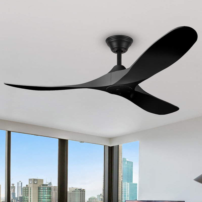 Ventilateur de plafond réversible à moteur à courant continu avec pales en bois massif de qualité supérieure et contrôle intelligent basé sur l'application, convenant aux chambres à coucher, aux salons et aux patios couverts