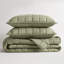 Ensemble de literie 3 pièces de qualité supérieure, 100% lin français, ensemble de courtepointe vert olive pour maison moderne