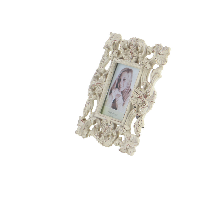 White Floral Embossed Tabletop and Wall Picture Frames Set