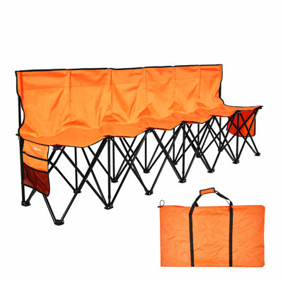 Folding Chair Sport 8 Seat Sideline Team Bench w/ Sidebag Carry Bag Blue by Ivy Bronx