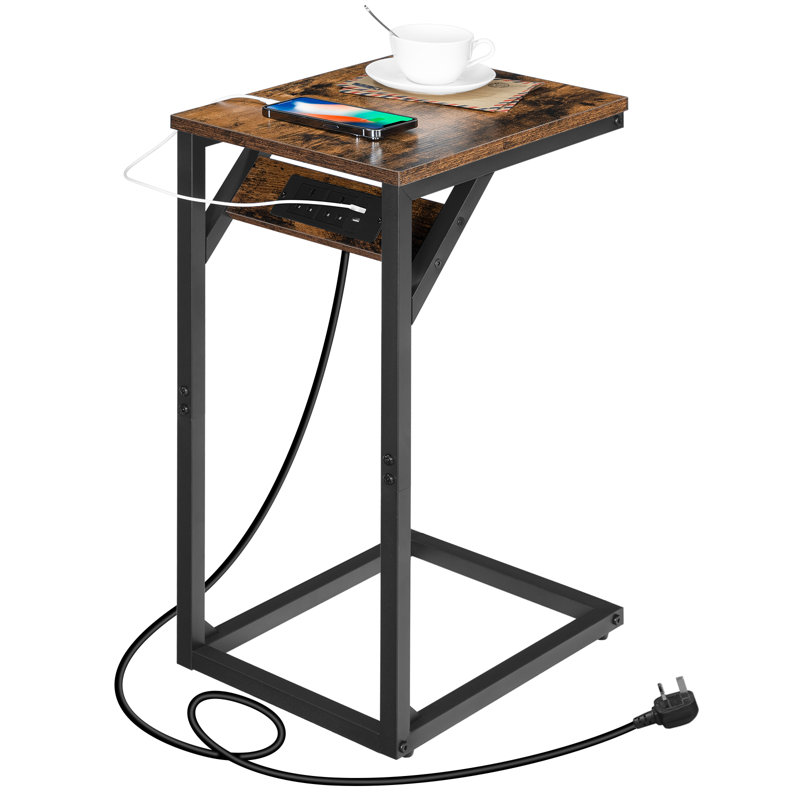 Frame End Table with Built-In Outlets