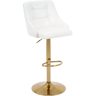 Tabouret de bar pivotant avec dossier, tabouret de bar touffeté en tissu réglable, fauteuil de bar rembourré à hauteur de comptoir pour la cuisine et le café
