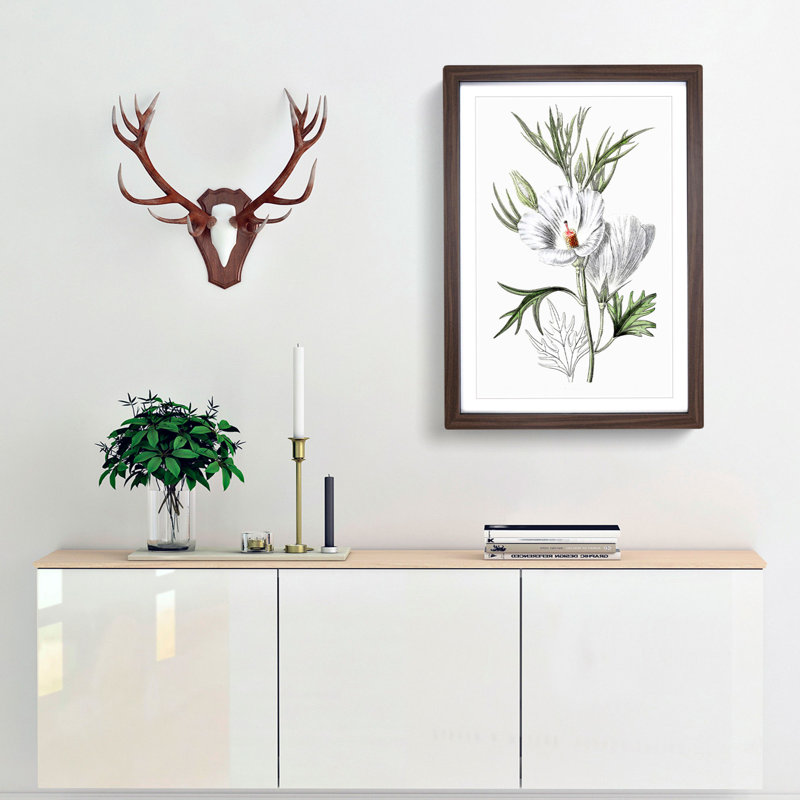 White Hibiscus Flowers - Framed Print, 36cm H x 27cm W x 2cm D, Walnut Framed