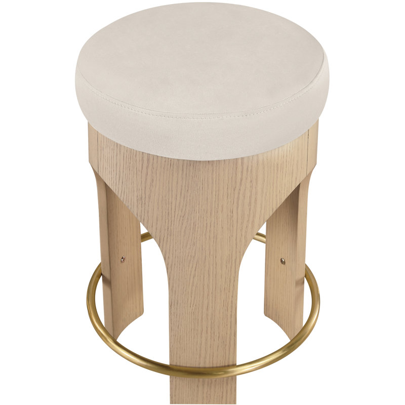 Tabouret de comptoir rembourré en velours Bocceli, Naturel, Velours crème