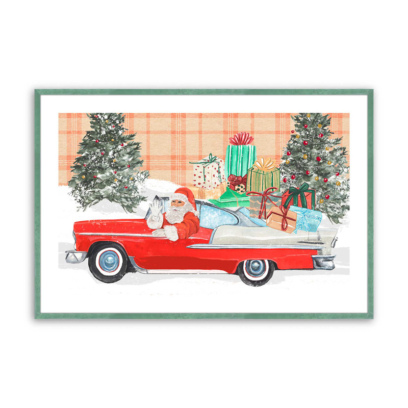 Imprimé convertible du père Noël, H 17 po x l 21 po x P 1,25 po, Cadre simple citronnelle