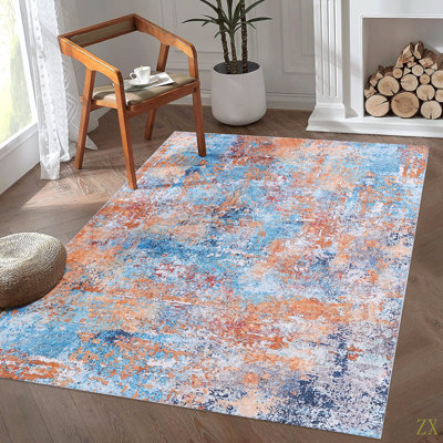 Tapis 9 x 12 pour le salon, tapis lavable, à poils courts, antidérapant, antidérapant, pliable, adapté aux enfants et aux animaux de compagnie - Tapis pour le salon, la chambre à coucher et la cuisine (9 pi x 12 pi)