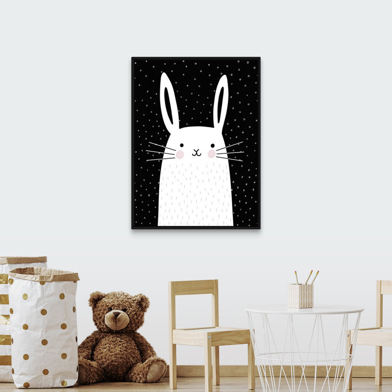 Art de lapin à motifs mixtes Shaugnessy, Cadre flottant noir, H 40 po x l 30 po x P 1,75 po