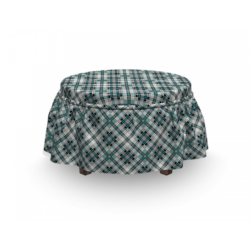 Ensemble de housse pour repose-pieds à coussin de boîte 2 pièces à damier moderne