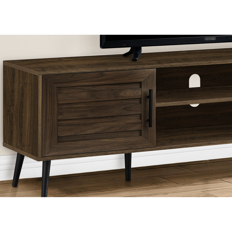80-89 Inch Tv Compatible Console, 72 Inch, Brown Laminate, Black Legs Stand With Storage, Laminate Finish And Wood