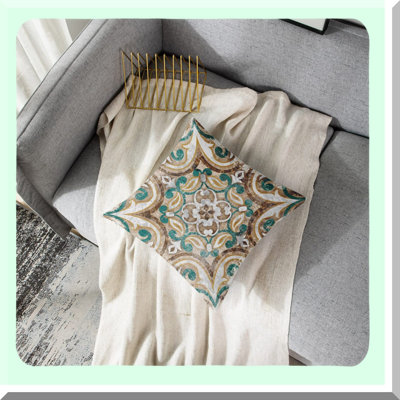 Moroccan Tile Vintage Decorative Pillow Cover - Square Case for Bedroom Couch Sofa Home Decor - Boho Chic Moroccan Pattern