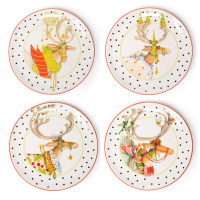 Patience Brewster Dash Away Dessert Plates - Set of 4 -  Mackenzie-Childs, 08-41081