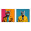 «Popart Iconic Cat In suit I», ensemble de 2 reproductions d'art sur toile-1035033453-1035033449