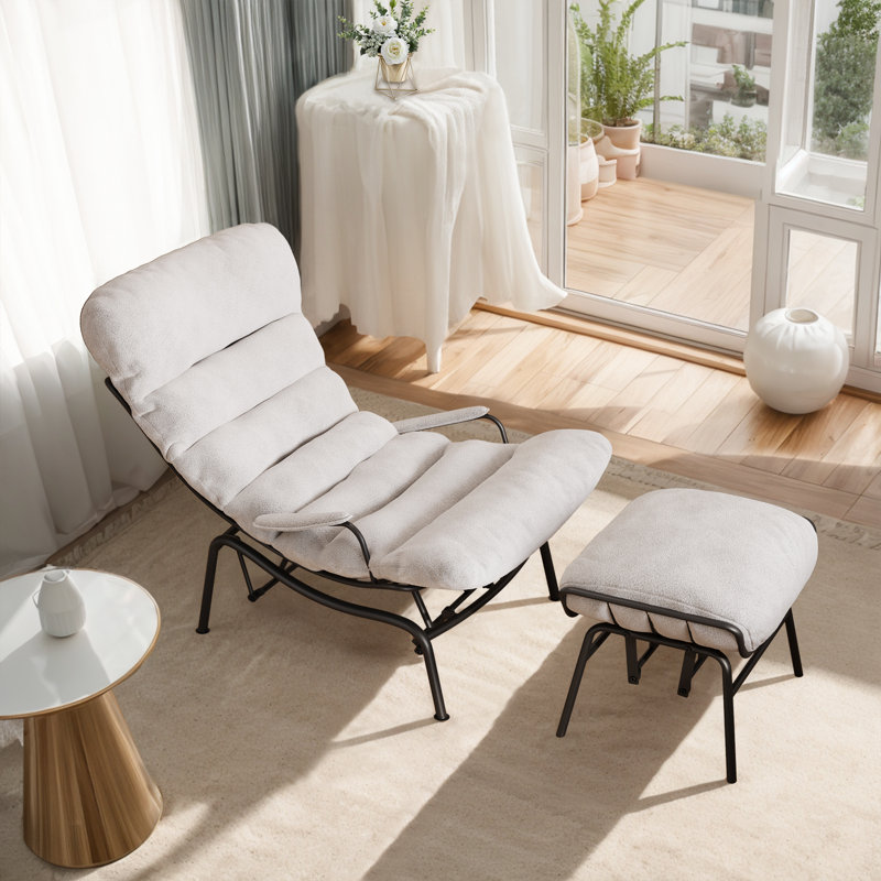 Chaise berçante en métal Matigan, Polyester blanc