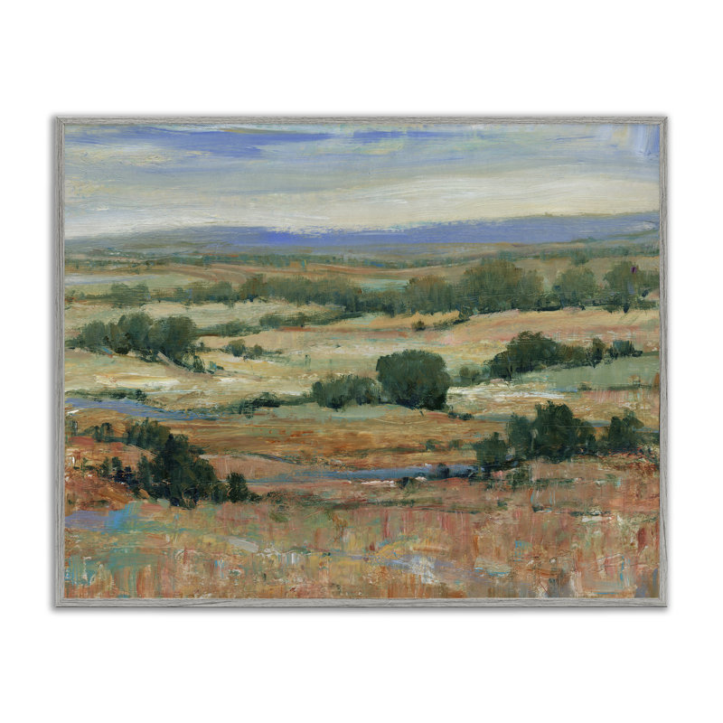 Traditional Farmland Landscape Giclee Art by Tim OToole, Farmhouse Grey Framed Giclee, 11" H x 14" W