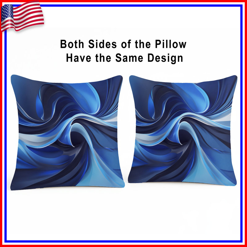 Blue Abstract Waves Double Sided Throw Pillows, 20 x 20 inches
