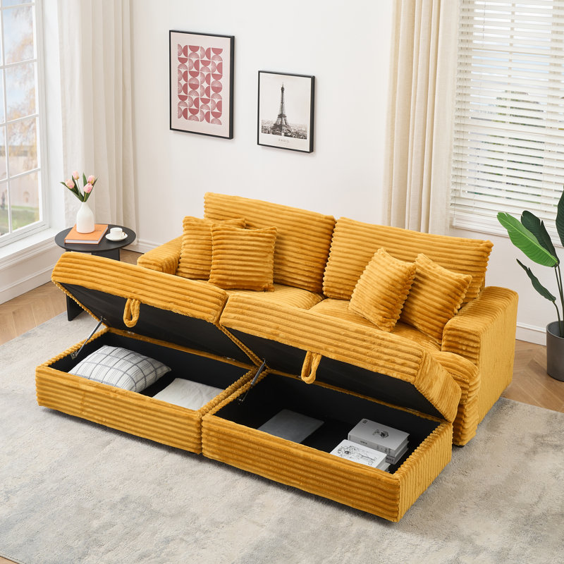 Aura Modular Sofa With Hidden Storage, Independent Spring Cushion & Cloudlike Memory Foam, Orange