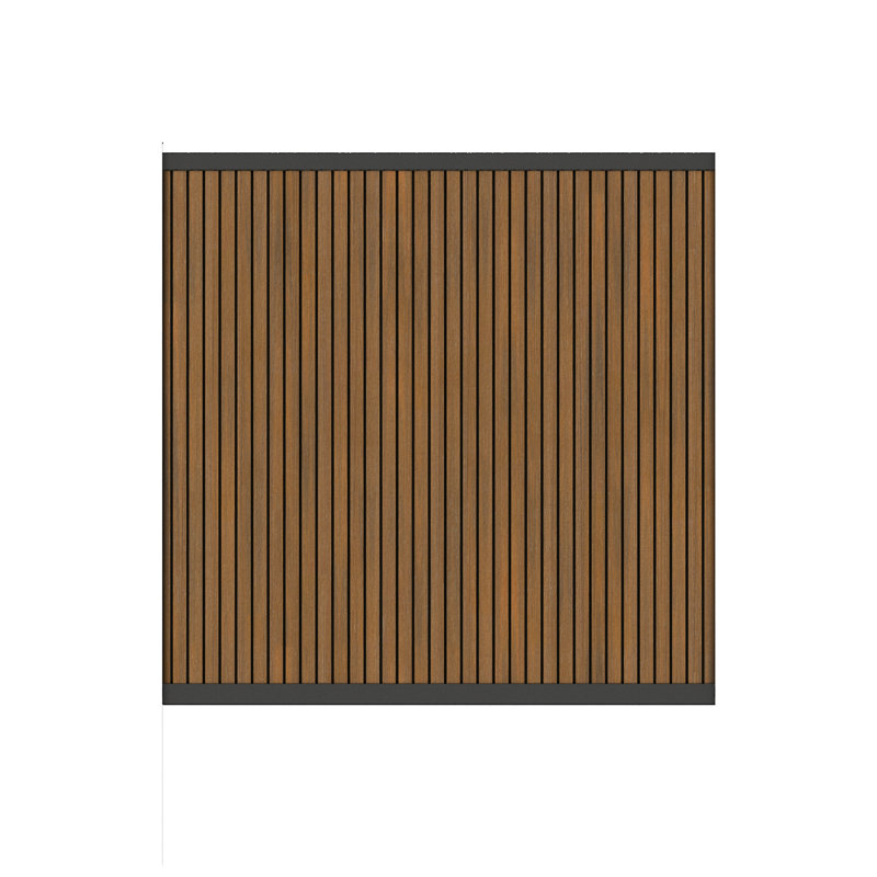 Ensemble de panneau de clôture vertical en teck péruvien de style européen avec cadre noir UltraEasy 6 pi x 6 pi