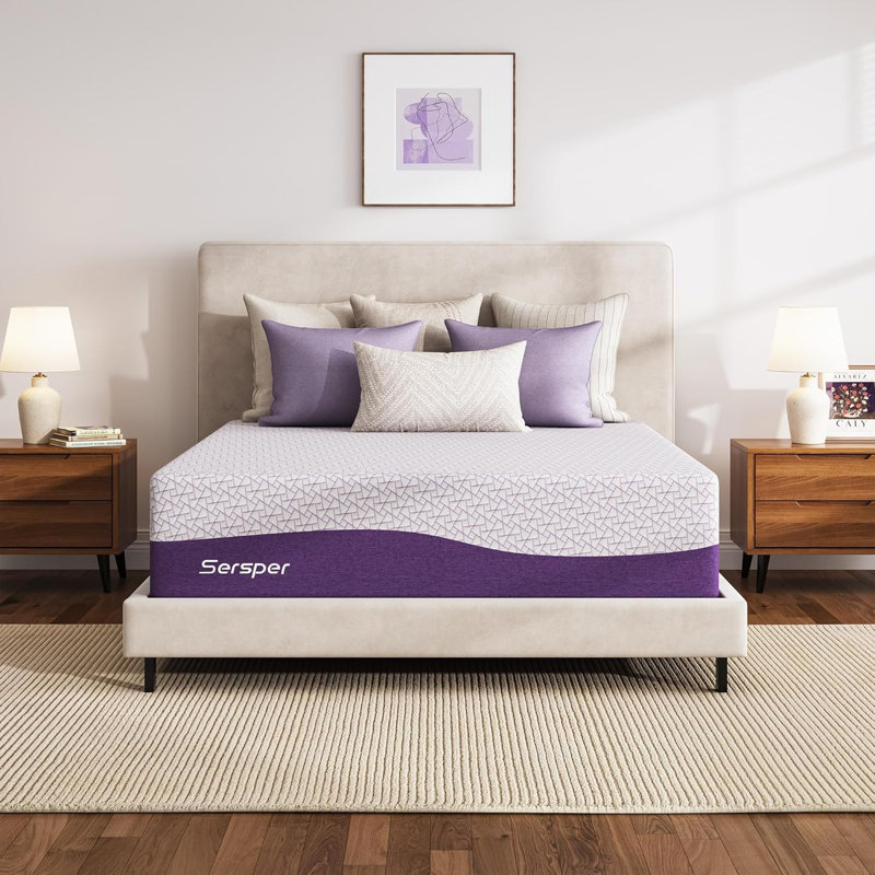 Sersper Cooling Memory Foam Mattress with Supportive Pressure Relief for Back Pain, Copper Gel & Bamboo Charcoal Infused - Medium Firmness, 8/10/12/14 Inch