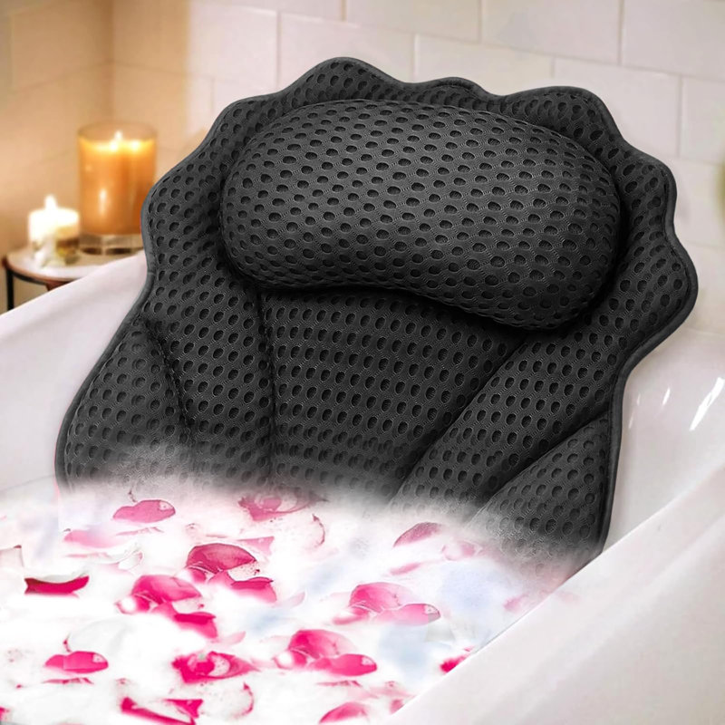 Coussin de baignoire ergonomique de luxe, Noir