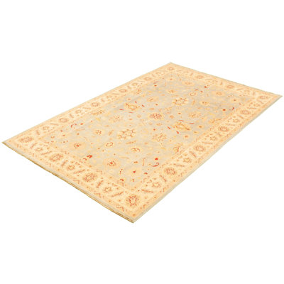 Tapis en laine gris clair 6 pi x 9 pi 10 po one-of-kind à la main-noué la 2010 chobi Aerilynn