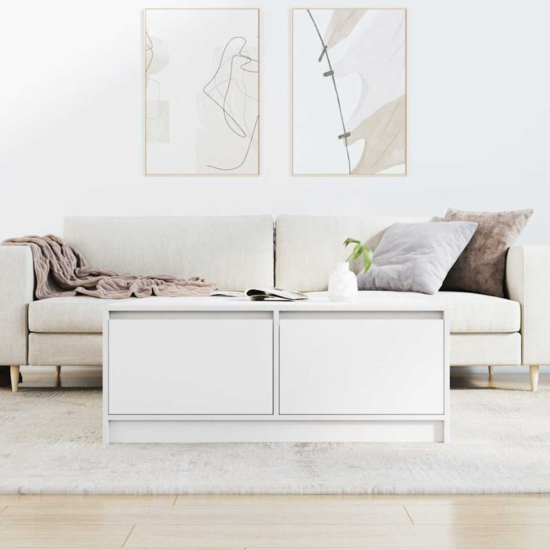 Coffee Table with Storage, 40" H x 100" L x 100" W, White