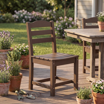 2-Pack Dark Brown Outdoor Chairs: Solid HDPE