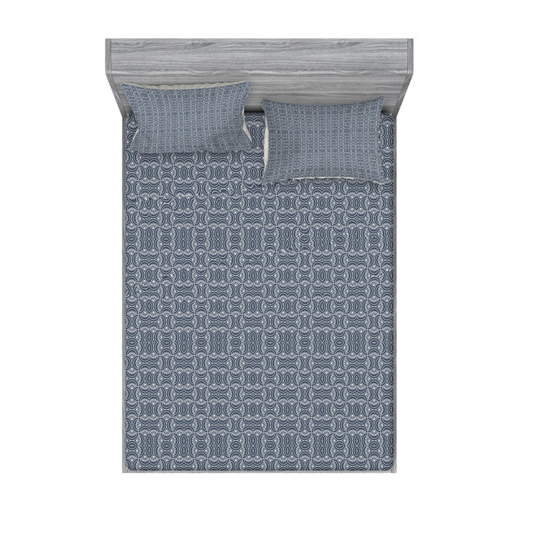 Microfiber Abstract Sheet Set, Queen Sheet Set with Fitted Sheet