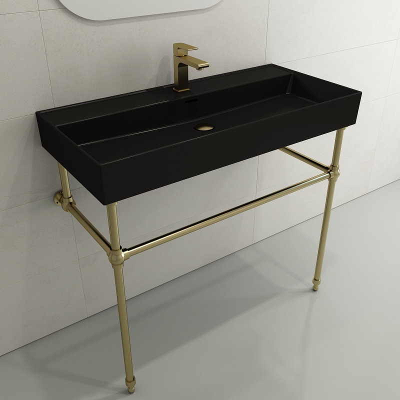Milano Bathroom Sink, Matte Black, Matte Black