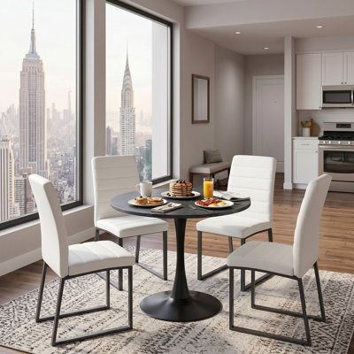 Compact Dining Table Sets(Must include both Table and Chair), Faux Marble MDF Modern Kitchen