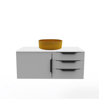 Ensemble de meuble-lavabo simple flottant 36 po avec lavabo vasque en verre trempé rose Wildsee