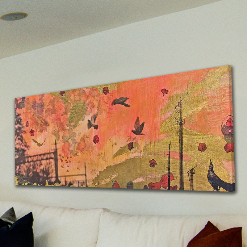 Dancing Crow by Tracy Silva Barbosa - Wrapped Canvas Panoramic Painting, 38 cm H x 114 cm W