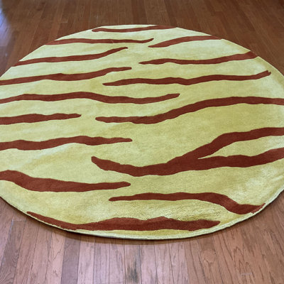 Tapis jaune / brun en laine touffeté à la main Indo