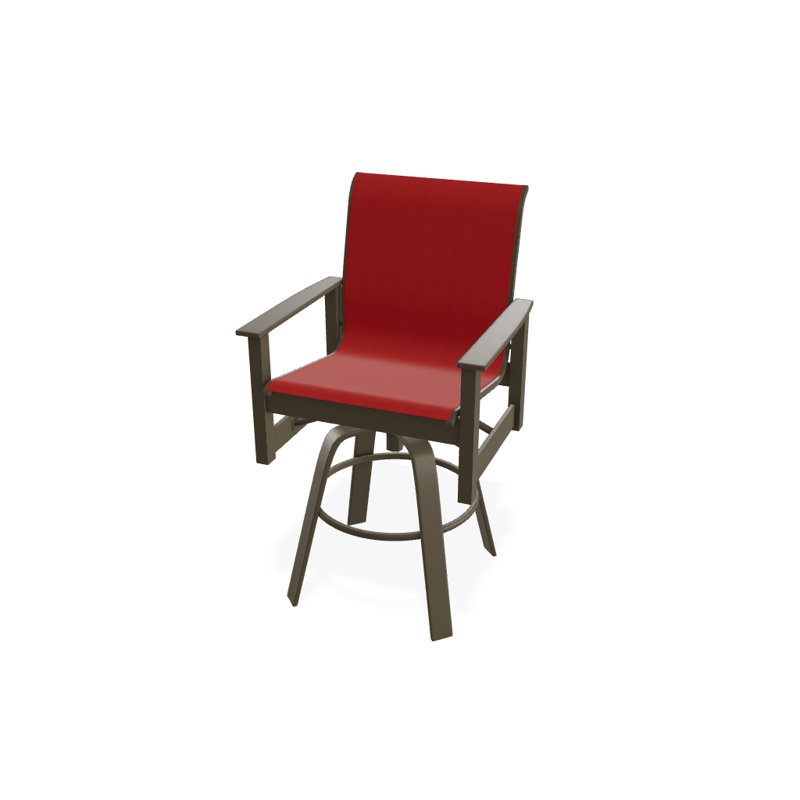 Fauteuil pivotant à hauteur de barre Leeward MGP, Rouge 1D Sunbrella®, Bois de plage texturé