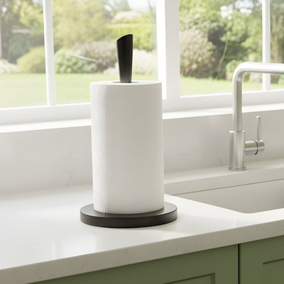 Stainless Steel Freestanding Organizer Stand: Matte Black Finish, Ideal For Large Rolls In Kitchen & Bathroom
