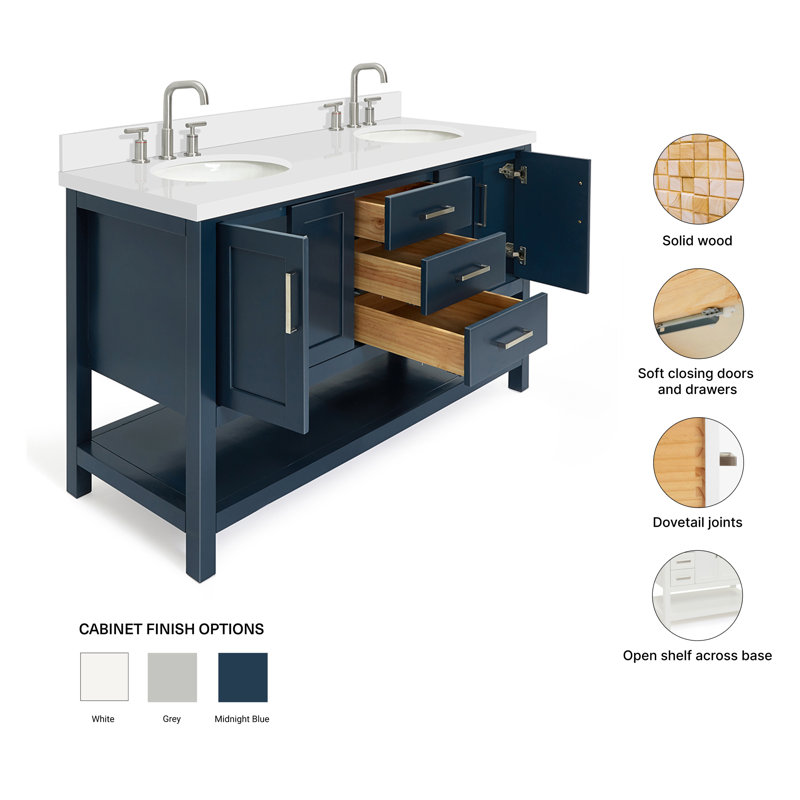 Magnolia Bath Vanity Oval Basin, Midnight Blue, Oval , White Quartz