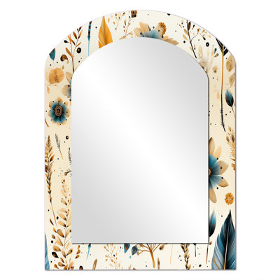 Rustic Gypsy Boho Pattern - Floral Traditional Asymmetrical Decorative Wall Mirror