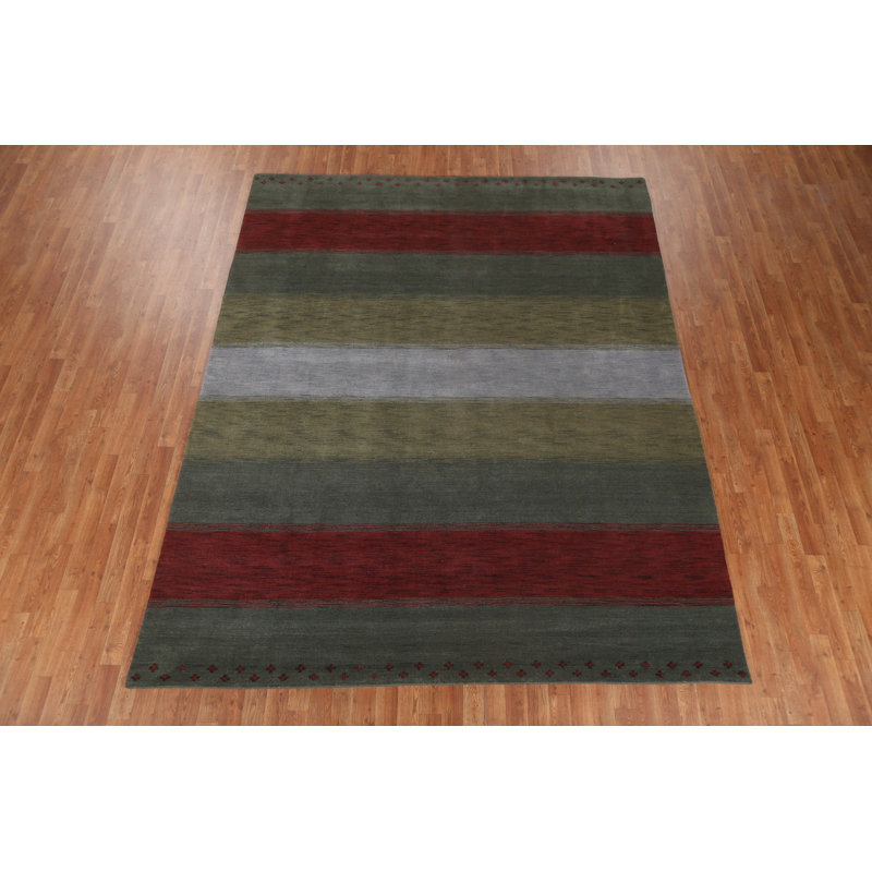 Striped Wool Gabbeh Oriental Area Rug 8x10