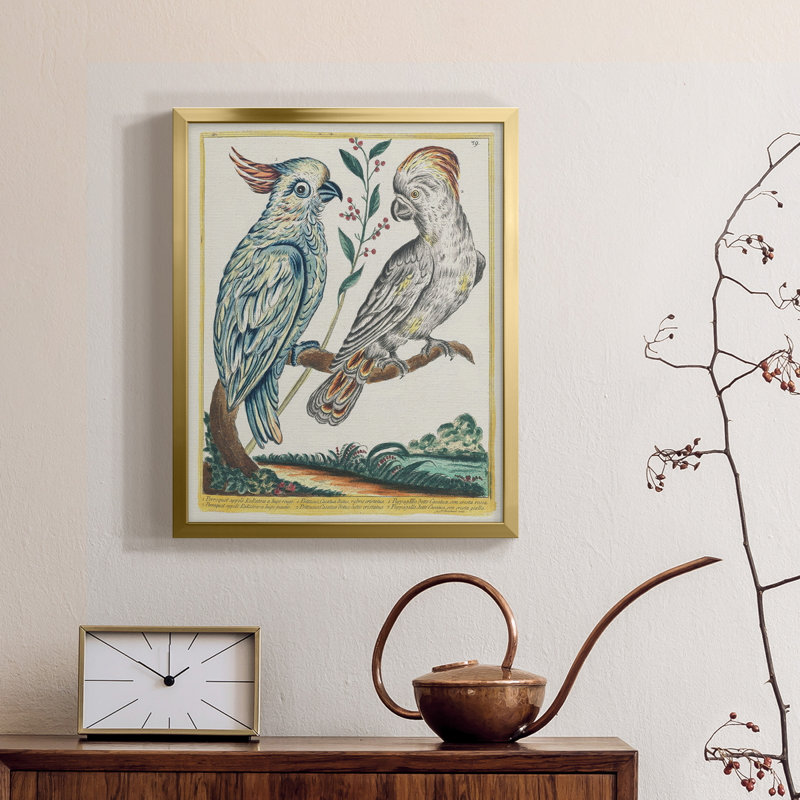 " Pastel Birds I " Painting Print, Gold Framed Canvas, 19" H x 16" W x 1.5'' D