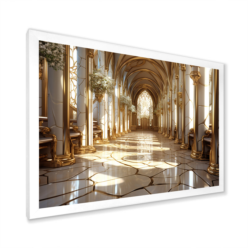 Église baroque basilique - Église, art mural, Cadre de coin blanc fermé, H 24 po x l 32 po x P 1 po