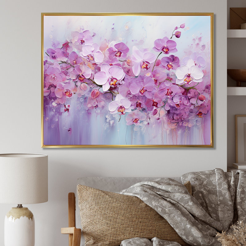 «Purple Pansies Blooming Field» sur toile, Cadre flottant doré, H 16 po x l 32 po x P 1 po
