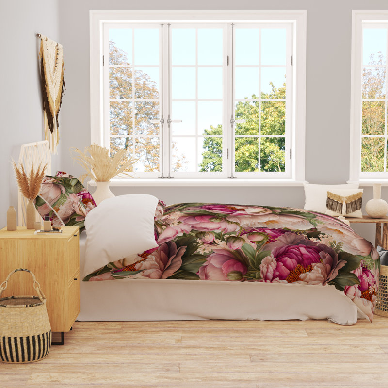 Floral Duvet Cover, King Duvet Cover + 2 King Shams